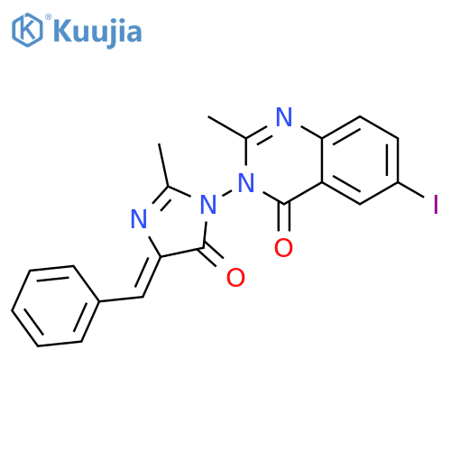 4(3H)-Quinazolinone,3-[4,5-dihydro-2-methyl-5-oxo-4-(phenylmethylene)-1H-imidazol-1-yl]-6-iodo-2-methyl- structure