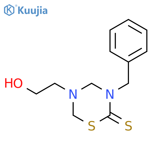 2H-1,3,5-Thiadiazine-2-thione,tetrahydro-5-(2-hydroxyethyl)-3-(phenylmethyl)- structure