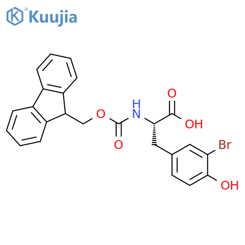(2S)-3-(3-bromo-4-hydroxyphenyl)-2-({(9H-fluoren-9-yl)methoxycarbonyl}amino)propanoic acid structure