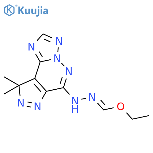 Methanehydrazonic acid, N-(9,9-dimethyl-9H-pyrazolo[4,3-d][1,2,4]triazolo[1,5-b]pyridazin-6-yl)-, ethyl ester structure