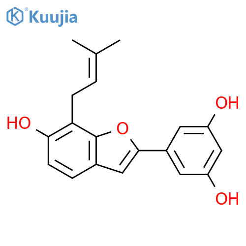 2-(3,5-dihydroxyphenyl)-7-(3-methylbut-2-enyl)benzofuran-6-ol structure