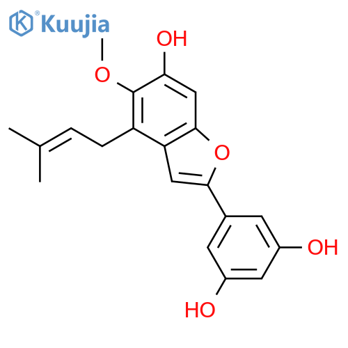 2-(3,5-dihydroxyphenyl)-5-methoxy-4-(3-methylbut-2-enyl)benzofuran-6-ol structure