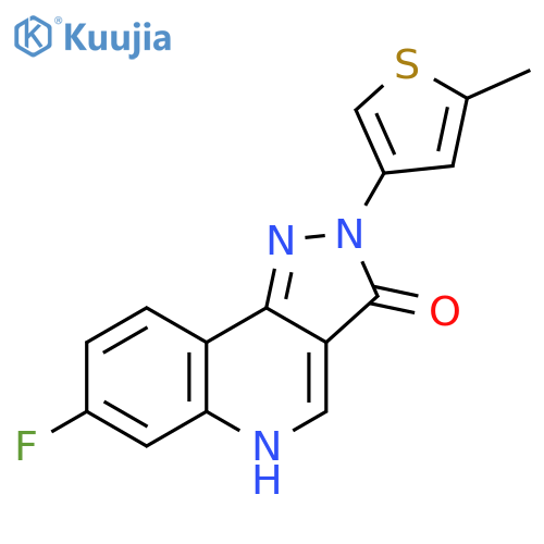 3H-Pyrazolo[4,3-c]quinolin-3-one, 7-fluoro-2,5-dihydro-2-(5-methyl-3-thienyl)- structure