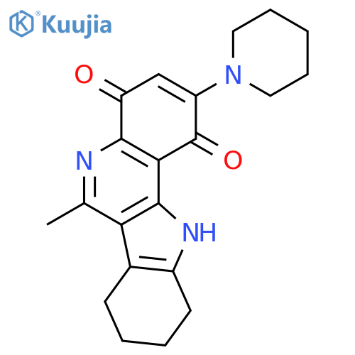1H-Indolo[3,2-c]quinoline-1,4(7H)-dione, 8,9,10,11-tetrahydro-6-methyl-2-(1-piperidinyl)- structure