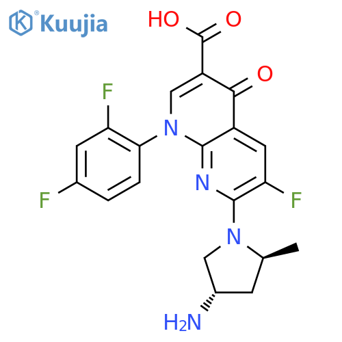 1,8-Naphthyridine-3-carboxylicacid,7-(4-amino-2-methyl-1-pyrrolidinyl)-1-(2,4-difluorophenyl)-6-fluoro-1,4-dihydro-4-oxo-,(2S-trans)- (9CI) structure