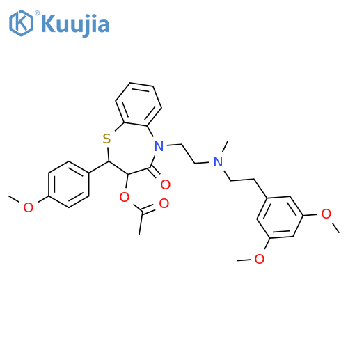 1,5-Benzothiazepin-4(5H)-one, 3-(acetyloxy)-5-[2-[[2-(3,5-dimethoxyphenyl)ethyl]methylamino]ethyl]-2,3- dihydro-2-(4-methoxyphenyl)- structure