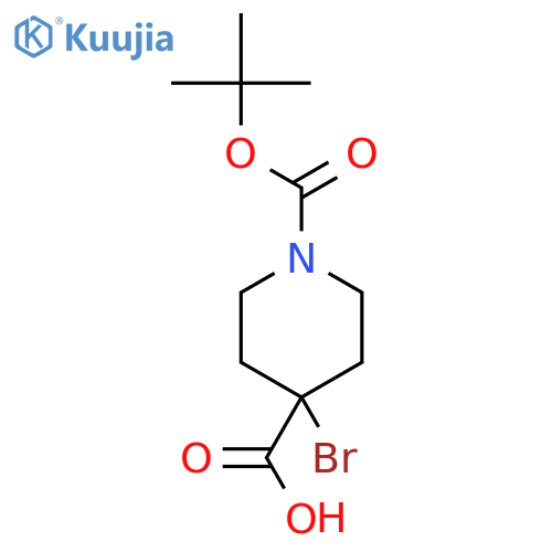 4-bromo-1-[(tert-butoxy)carbonyl]piperidine-4-carboxylic acid structure