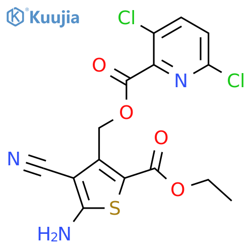 [5-Amino-4-cyano-2-(ethoxycarbonyl)thiophen-3-yl]methyl 3,6-dichloropyridine-2-carboxylate structure