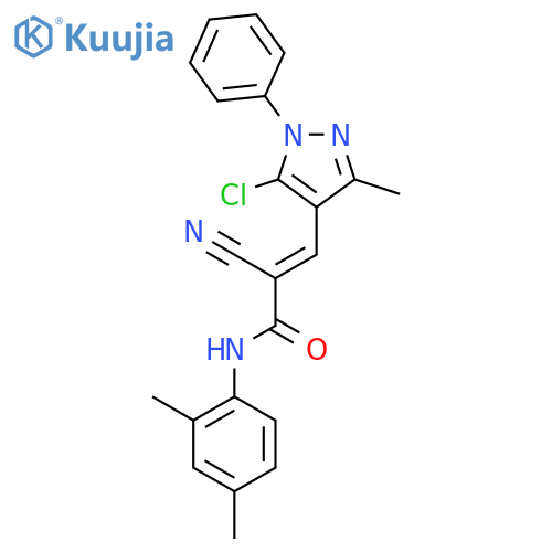 3-(5-chloro-3-methyl-1-phenyl-1H-pyrazol-4-yl)-2-cyano-N-(2,4-dimethylphenyl)prop-2-enamide structure