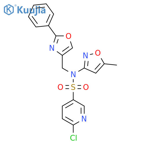 6-chloro-N-(5-methyl-1,2-oxazol-3-yl)-N-[(2-phenyl-1,3-oxazol-4-yl)methyl]pyridine-3-sulfonamide structure