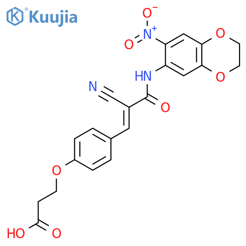 3-(4-{2-Cyano-2-[(7-nitro-2,3-dihydro-1,4-benzodioxin-6-yl)carbamoyl]eth-1-en-1-yl}phenoxy)propanoic acid structure
