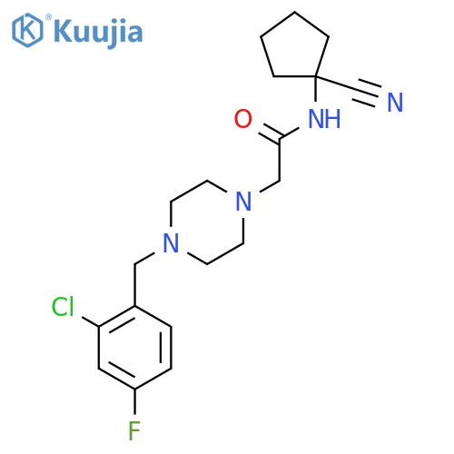2-{4-[(2-chloro-4-fluorophenyl)methyl]piperazin-1-yl}-N-(1-cyanocyclopentyl)acetamide structure