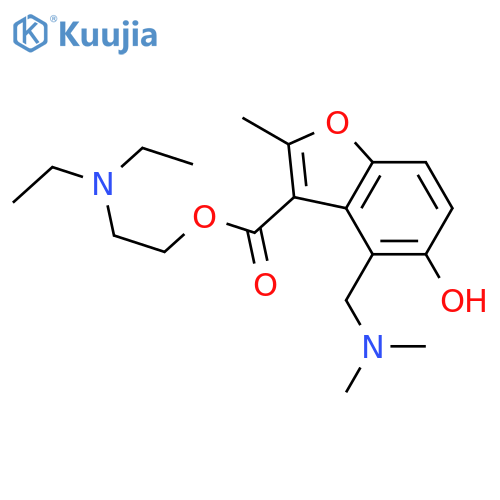 3-Benzofurancarboxylicacid, 4-[(dimethylamino)methyl]-5-hydroxy-2-methyl-, 2-(diethylamino)ethylester structure