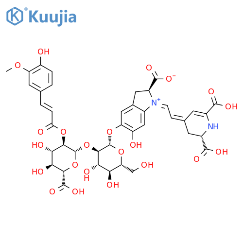 2,6-Pyridinedicarboxylicacid,4-[2-[(2S)-2-carboxy-2,3-dihydro-6-hydroxy-5-[[2-O-[2-O-[(2E)-3-(4-hydroxy-3-methoxyphenyl)-1-oxo-2-propen-1-yl]-b-D-glucopyranuronosyl]-b-D-glucopyranosyl]oxy]-1H-indol-1-yl]ethenyl]-2,3-dihydro-,(2S)- structure
