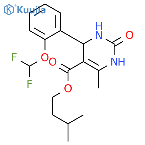 5-Pyrimidinecarboxylicacid, 4-[2-(difluoromethoxy)phenyl]-1,2,3,4-tetrahydro-6-methyl-2-oxo-,3-methylbutyl ester structure