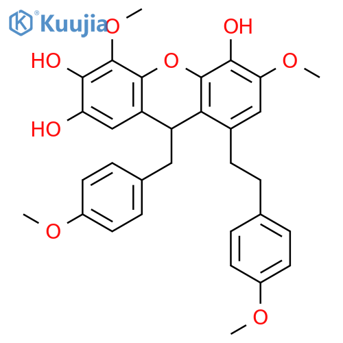 4,6-dimethoxy-9-(4-methoxybenzyl)-8-[2-(4-methoxyphenyl)ethyl]-9H-xanthene-2,3,5-triol structure