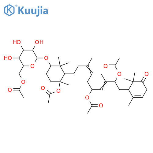 3-Cyclohexen-1-one,5-[10-[3-[(6-O-acetyl-b-D-galactopyranosyl)oxy]-6-(acetyloxy)-2,2,6-trimethylcyclohexyl]-2,5-bis(acetyloxy)-3,8-dimethyl-3,7-decadienyl]-4,6,6-trimethyl-(9CI) structure
