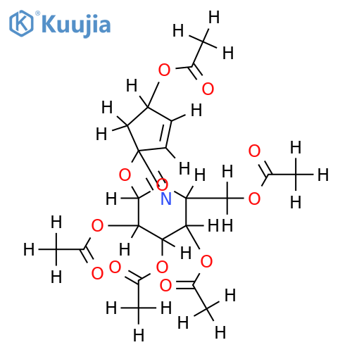 Nitrle,1-O-beta-D-glucopyranoside,penta-Ac-1,4-Dihydroxy-2-cyclopentene-1-carboxylic acid structure