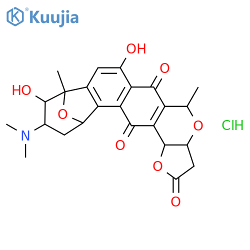 (3aR,5R,9S,10R,11S,13S,14bR)-11-(dimethylamino)-7,10-dihydroxy-5,9-dimethyl-3,3a,5,10,11,12,13,14b-octahydro-9,13-epoxycyclohepta[5,6]benzo[1,2-g]furo[3,2-c]isochromene-2,6,14(9H)-trione hydrochloride (1:1) structure
