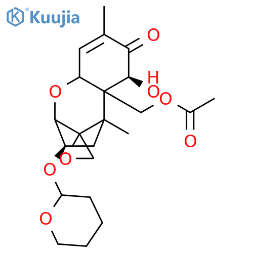 ((3R,6S)-6-hydroxy-5,8-dimethyl-7-oxo-3-((tetrahydro-2H-pyran-2-yl)oxy)-2,3,4,5,5a,6,7,9a-octahydrospiro[2,5-methanobenzo[b]oxepine-10,2'-oxiran]-5a-yl)methyl acetate structure