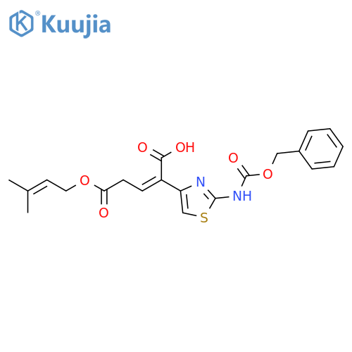 (E,Z)-2-(2-Benzyloxycarbonylamino-4-thiazol)-4-(3-methyl-2-butenyloxycarbonyl)-2-butenoic Acid structure
