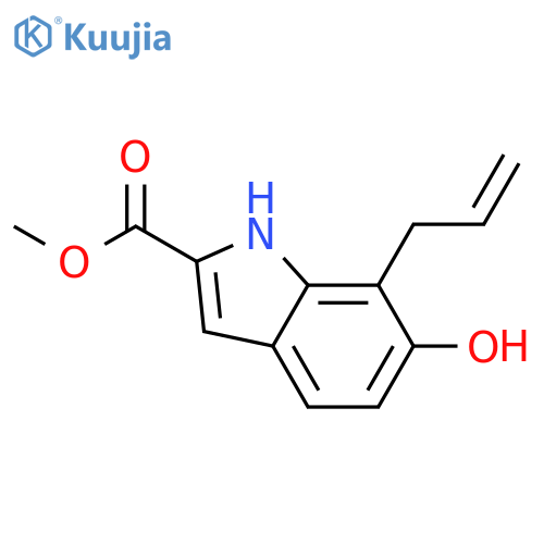1H-Indole-2-carboxylic acid, 6-hydroxy-7-(2-propenyl)-, methyl ester structure