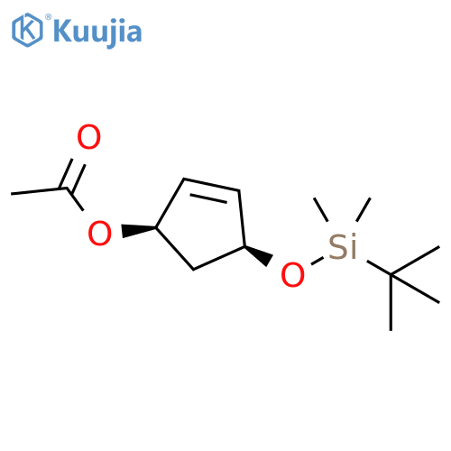 2-Cyclopenten-1-ol, 4-[[(1,1-dimethylethyl)dimethylsilyl]oxy]-, acetate,(1R,4S)- structure
