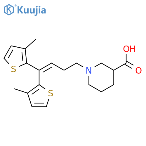 3-Piperidinecarboxylicacid, 1-[4,4-bis(3-methyl-2-thienyl)-3-buten-1-yl]-, (3S)- structure