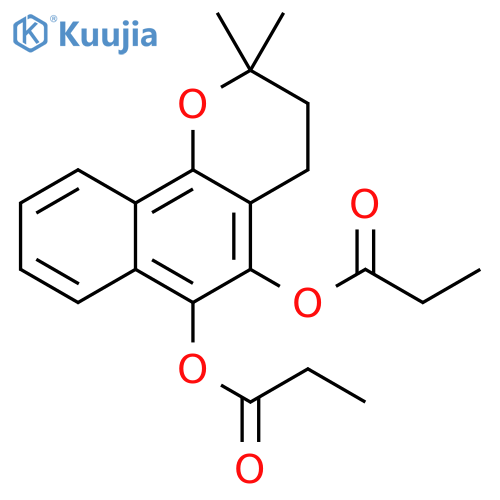 6-acetoxy-2,2-dimethyl-3,4-dihydro-2H-benzo[h]chromen-5-yl propionate structure