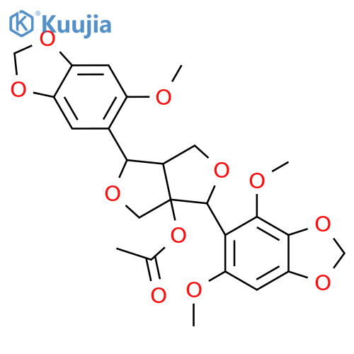 4-(4,6-dimethoxy-1,3-benzodioxol-5-yl)dihydro-1-(6-methoxy-1,3-benzodioxol-5-yl)-1H,3H-furo[3,4-c]furan-3a(4H)-yl acetate structure