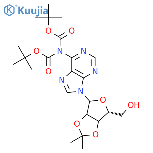 tert-butyl N-{9-[(3aR,4R,6R,6aR)-6-(hydroxymethyl)-2,2-dimethyl-tetrahydro-2H-furo[3,4-d][1,3]dioxol-4-yl]-9H-purin-6-yl}-N-[(tert-butoxy)carbonyl]carbamate structure