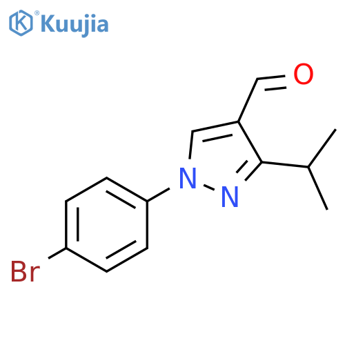1-(4-bromophenyl)-3-(propan-2-yl)-1H-pyrazole-4-carbaldehyde structure