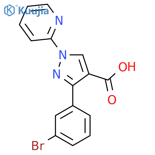 3-(3-Bromophenyl)-1-pyridin-2-ylpyrazole-4-carboxylic acid structure