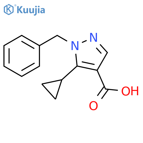 1H-Pyrazole-4-carboxylic acid, 5-cyclopropyl-1-(phenylmethyl)- structure