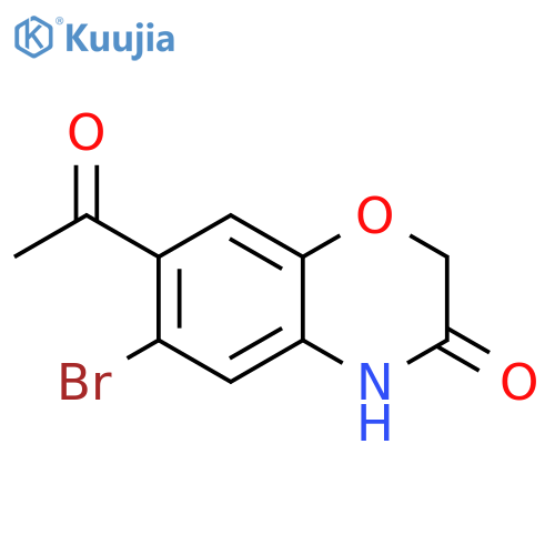 7-acetyl-6-bromo-3,4-dihydro-2H-1,4-benzoxazin-3-one structure