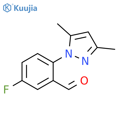 2-(3,5-dimethyl-1H-pyrazol-1-yl)-5-fluorobenzaldehyde structure