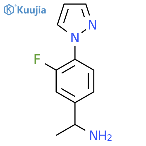 1-3-fluoro-4-(1H-pyrazol-1-yl)phenylethan-1-amine structure