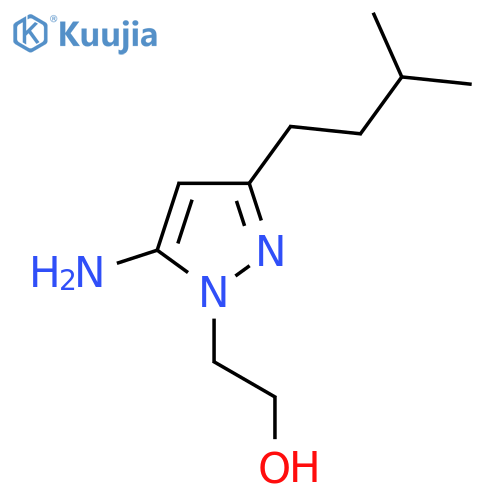 2-5-amino-3-(3-methylbutyl)-1H-pyrazol-1-ylethan-1-ol structure