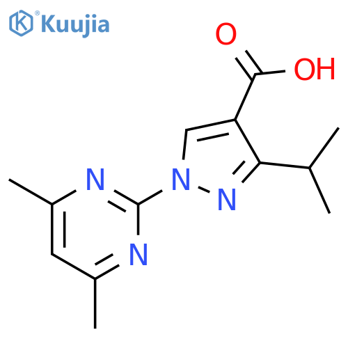 1-(4,6-dimethylpyrimidin-2-yl)-3-(propan-2-yl)-1H-pyrazole-4-carboxylic acid structure