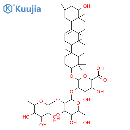 b-D-Glucopyranosiduronic acid, (3b,22b)-22-hydroxyolean-12-en-3-yl O-6-deoxy-a-L-mannopyranosyl-(1®2)-O-b-D-galactopyranosyl-(1®2)- structure