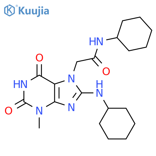 N-cyclohexyl-2-8-(cyclohexylamino)-3-methyl-2,6-dioxo-2,3,6,7-tetrahydro-1H-purin-7-ylacetamide structure