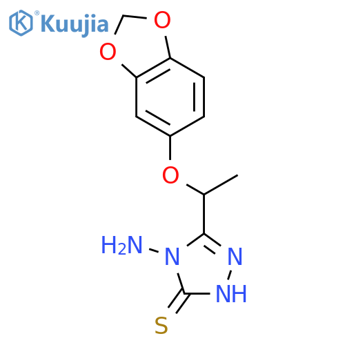 3H-1,2,4-Triazole-3-thione,4-amino-5-[1-(1,3-benzodioxol-5-yloxy)ethyl]-2,4-dihydro- structure
