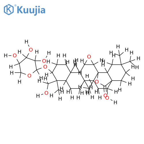 3beta-[(alpha-L-arabinopyranosyl)oxy]-11alpha,12alpha-epoxy-13beta,16alpha,23-trihydroxyoleanan-28-oic acid gamma-lactone structure