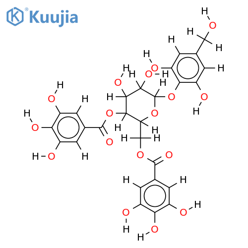 3,4,5-trihydroxybenzyl alcohol 4-O-beta-D-(4",6"-di-O-galloyl)-glucopyranoside structure