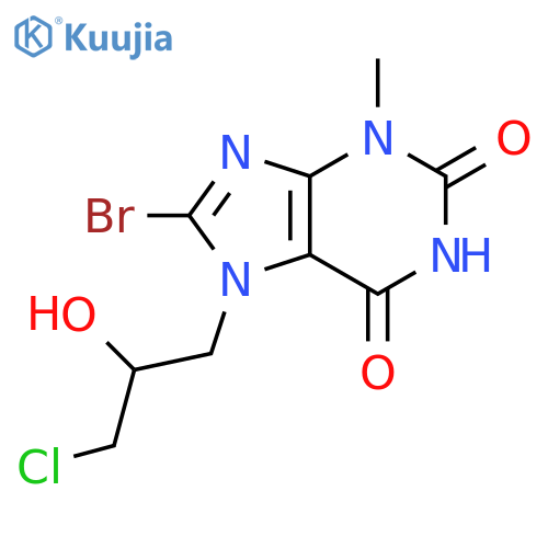 8-bromo-7-(3-chloro-2-hydroxypropyl)-3-methyl-2,3,6,7-tetrahydro-1H-purine-2,6-dione structure