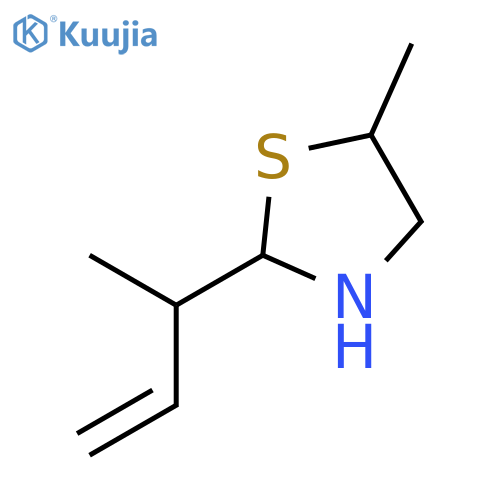 Thiazolidine, 5-methyl-2-(1-methyl-2-propenyl)- structure