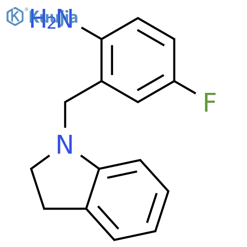 2-(2,3-Dihydro-1H-indol-1-ylmethyl)-4-fluorophenylamine structure