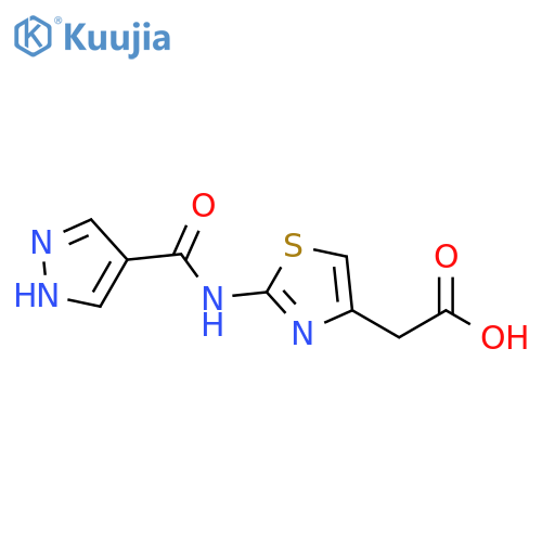 2-2-(1H-pyrazole-4-amido)-1,3-thiazol-4-ylacetic acid structure