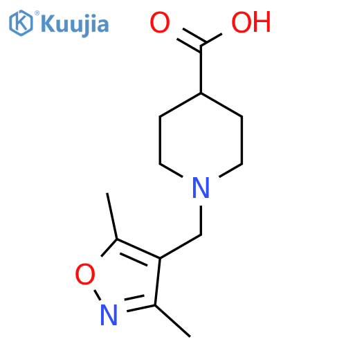 1-[(3,5-Dimethyl-1,2-oxazol-4-yl)methyl]piperidine-4-carboxylic acid structure