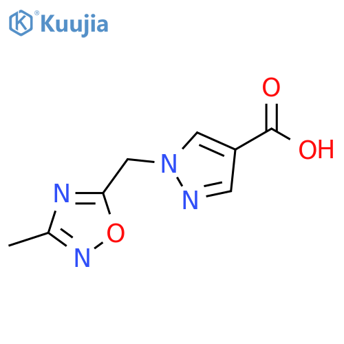 1-(3-Methyl-1,2,4-oxadiazol-5-yl)methyl-1H-pyrazole-4-carboxylic Acid structure